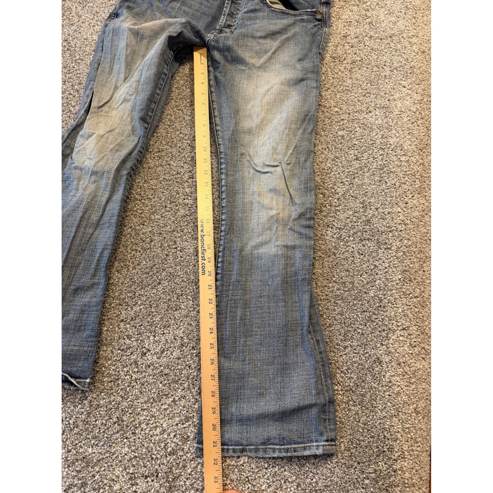 Buffalo Jeans Mens 34 Blue King Slim Bootcut Stretch Distressed Button Fly * - Picture 7 of 12